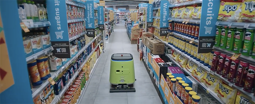 Pudu CC1 ROBOT LIMPIADOR en supermercado